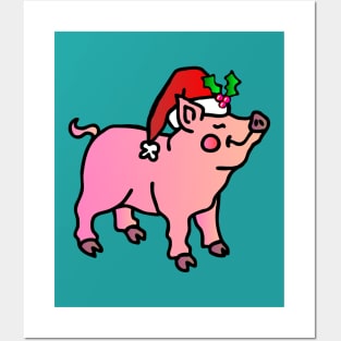 Santa Pig Posters and Art